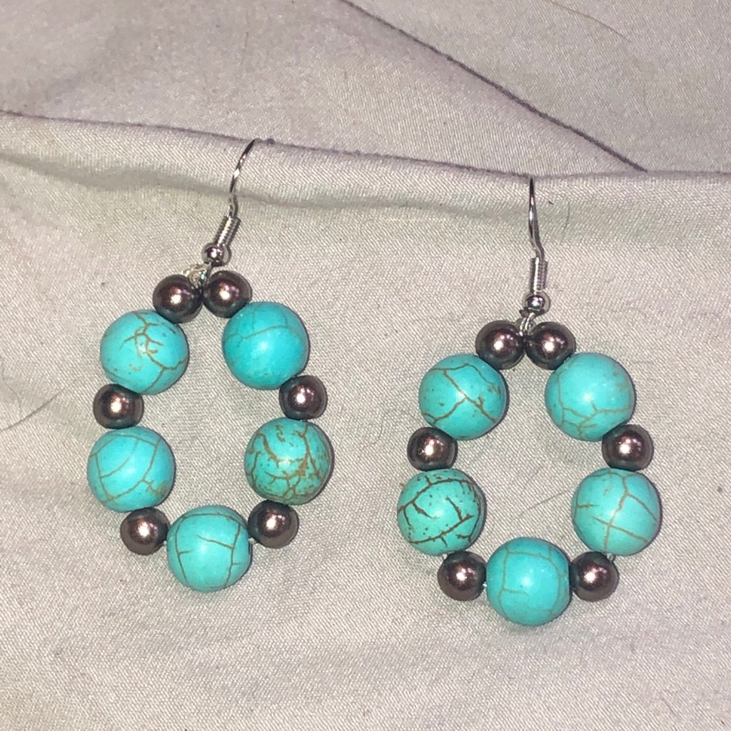 Turquoise & Brown Dangle Earrings New Boutique